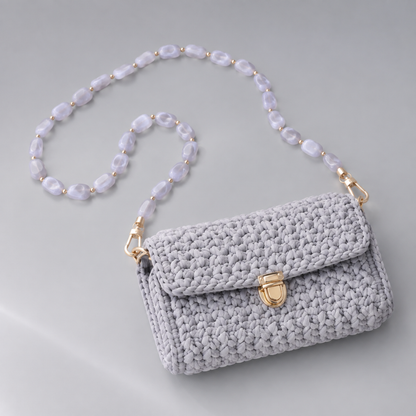 Tracolla Grigio Lavanda con Elementi Ovali – 74 cm | SKU 845737 | Immagine 3 di 3 | Borsa completa con la catena coordinata