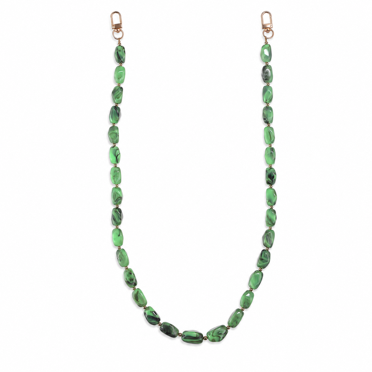 Tracolla Verde Salvia Marmorizzata con Elementi Ovali – 74 cm | SKU 845740 | Immagine 1 di 3 | Prodotto su sfondo bianco