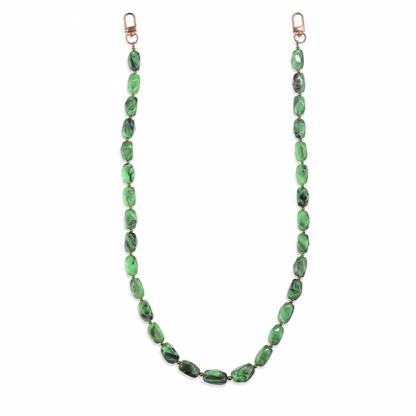 Tracolla Verde Salvia Marmorizzata con Elementi Ovali – 74 cm | SKU 845740 | Immagine 1 di 3 | Prodotto su sfondo bianco