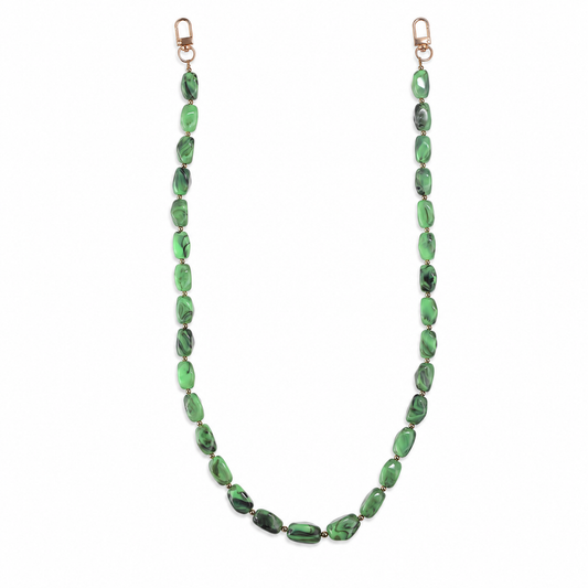 Tracolla Verde Salvia Marmorizzata con Elementi Ovali – 74 cm | SKU 845740 | Immagine 1 di 3 | Prodotto su sfondo bianco