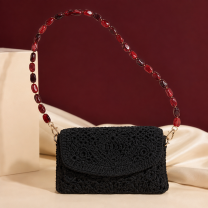 Tracolla Rosso Rubino con Elementi Ovali – 74 cm | SKU 845743 | Immagine 3 di 3 | Borsa completa con la catena coordinata