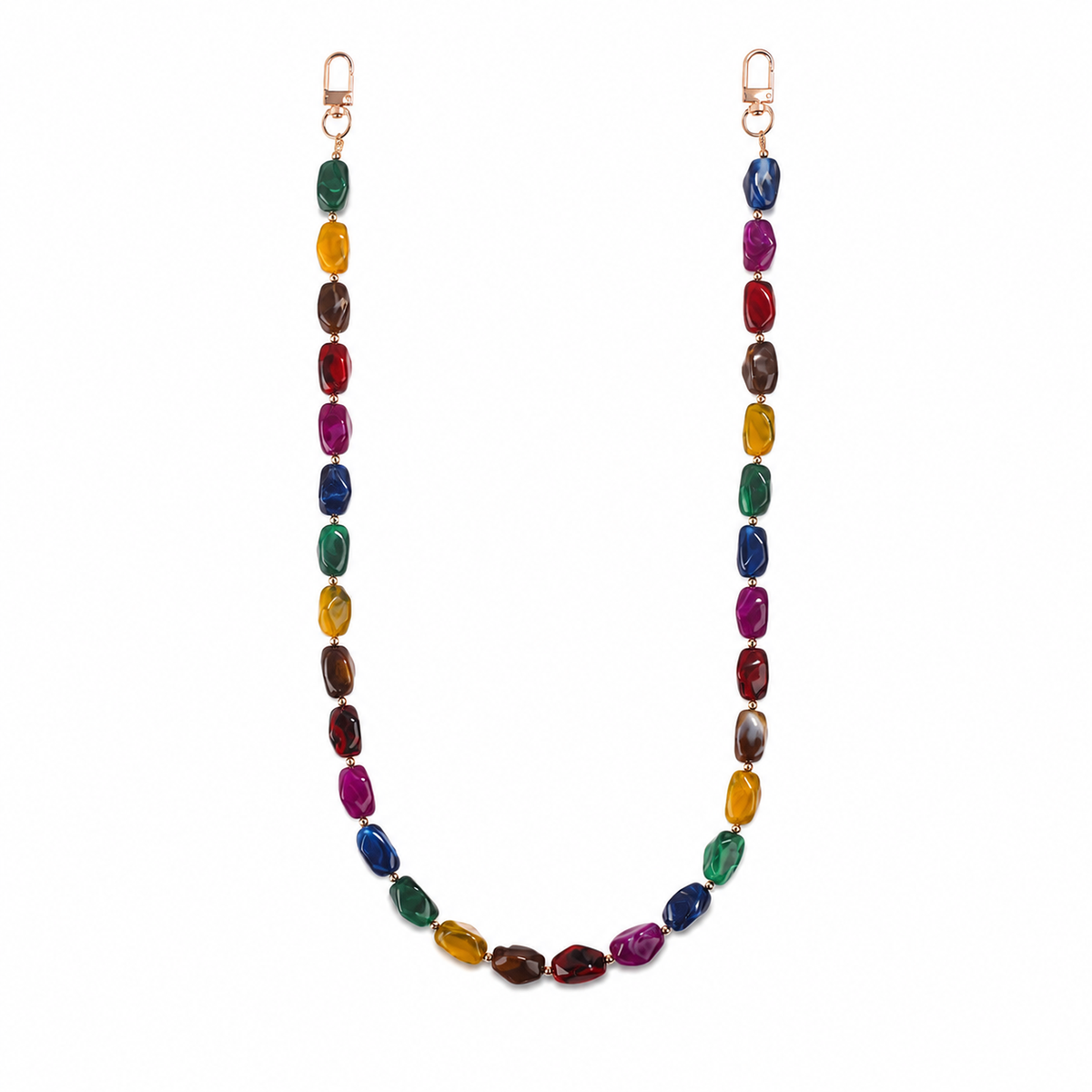 Tracolla Gioiello Multicolor con Elementi Ovali – 74 cm | SKU 845745 | Immagine 1 di 3 | Prodotto su sfondo bianco