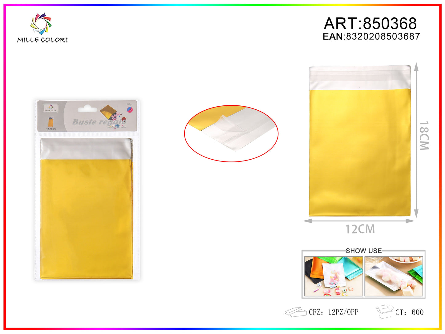 BUSTA REGALO METALLIZZATA LUCIDO ORO