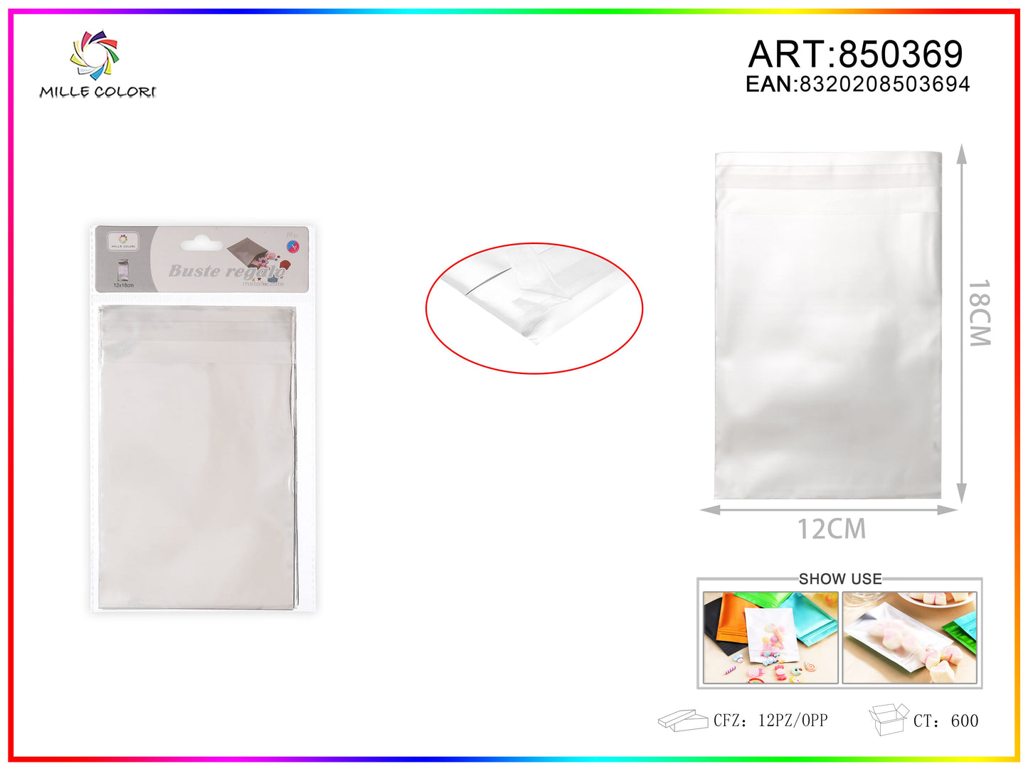 BUSTA REGALO METALLIZZATA LUCIDO ARGENTO