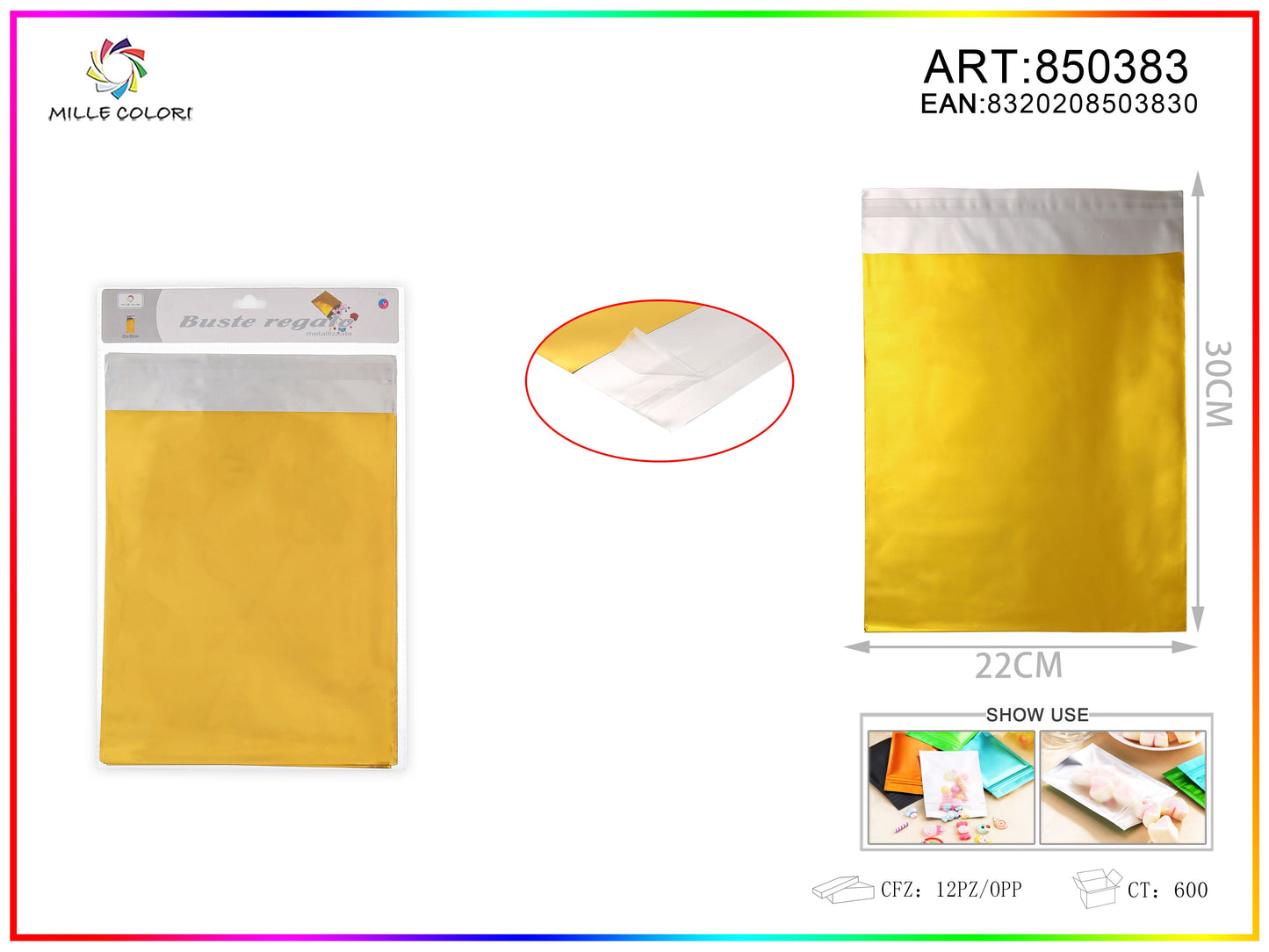 BUSTA REGALO METALLIZZATA LUCIDO ORO