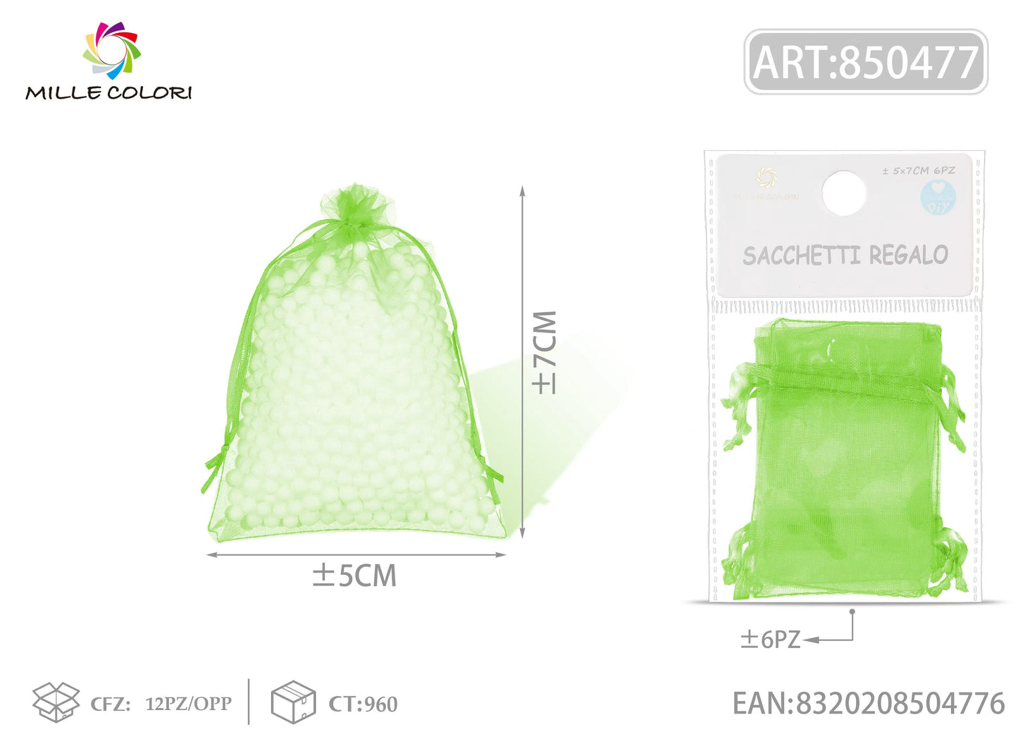 Sacchetti in organza 5cm*7cm 6pz