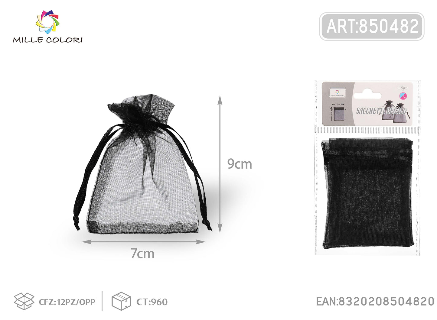 Sacchetti in organza 7cm*9cm 6pz