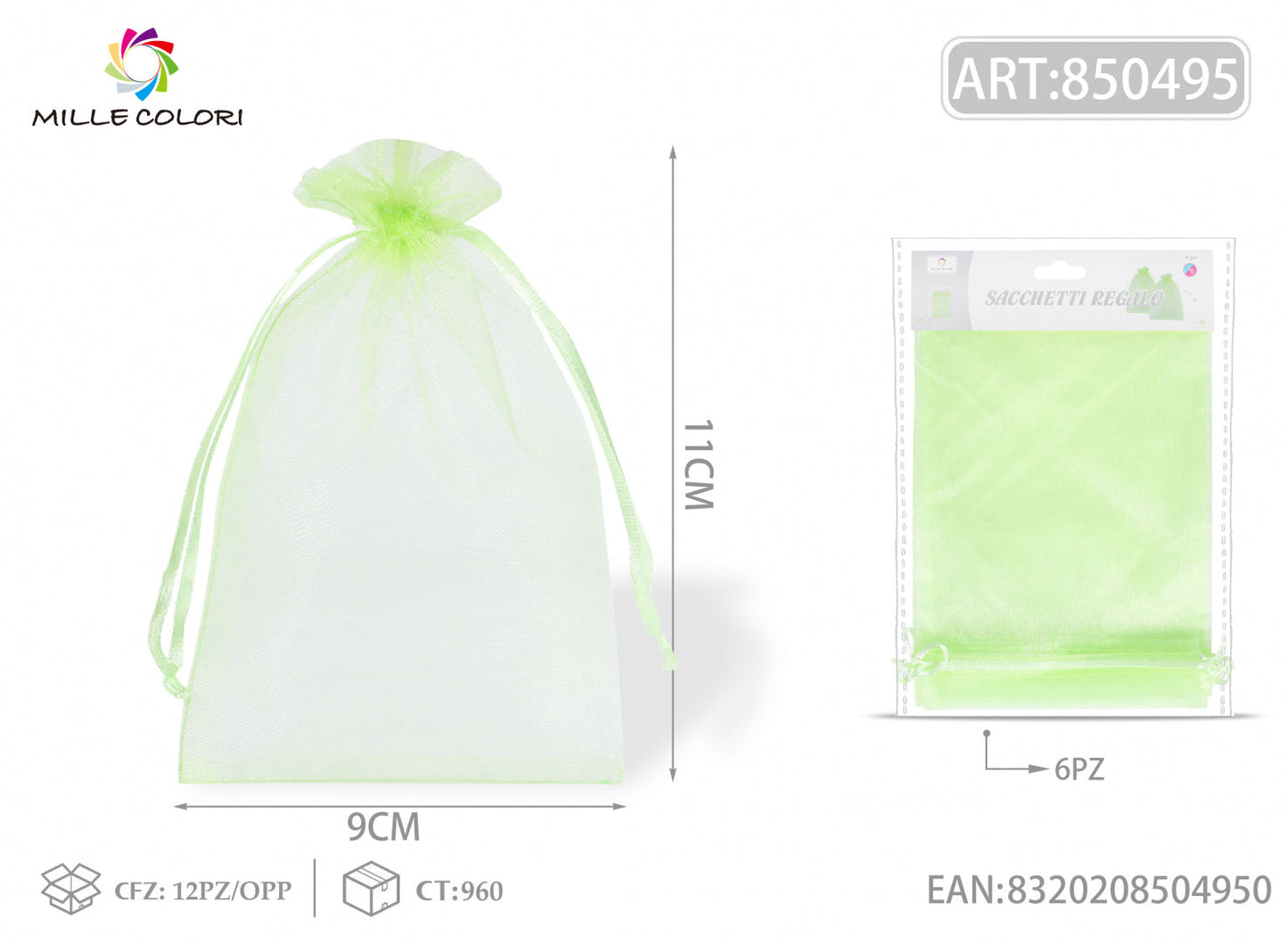 Sacchetti in organza 9cm*11cm 6pz