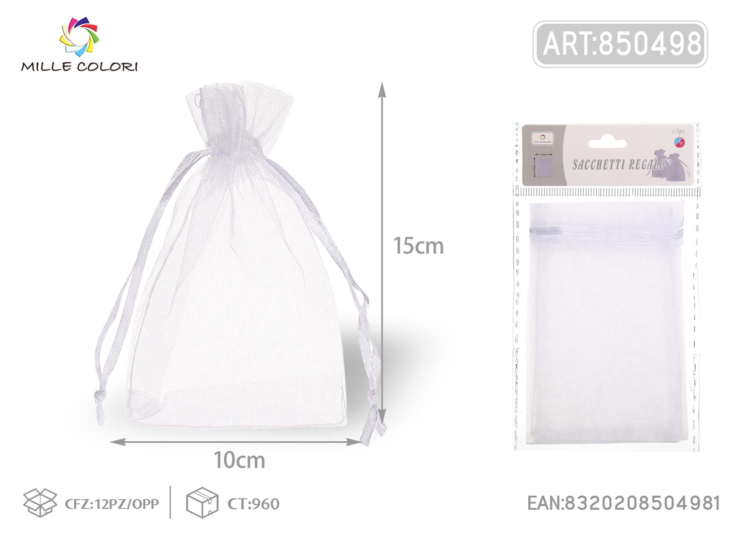 Sacchetti in organza 10cm*15cm 5pz