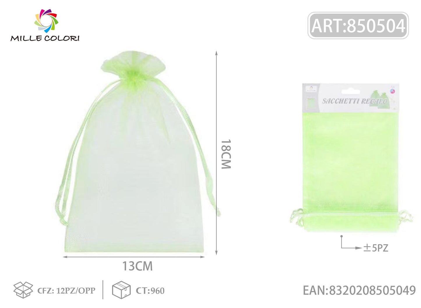 Sacchetti in organza 10cm*15cm 5pz