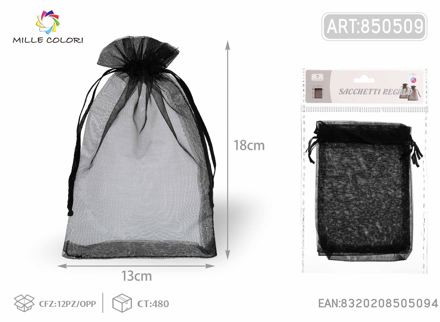 Sacchetti in organza 13cm*18cm 4pz