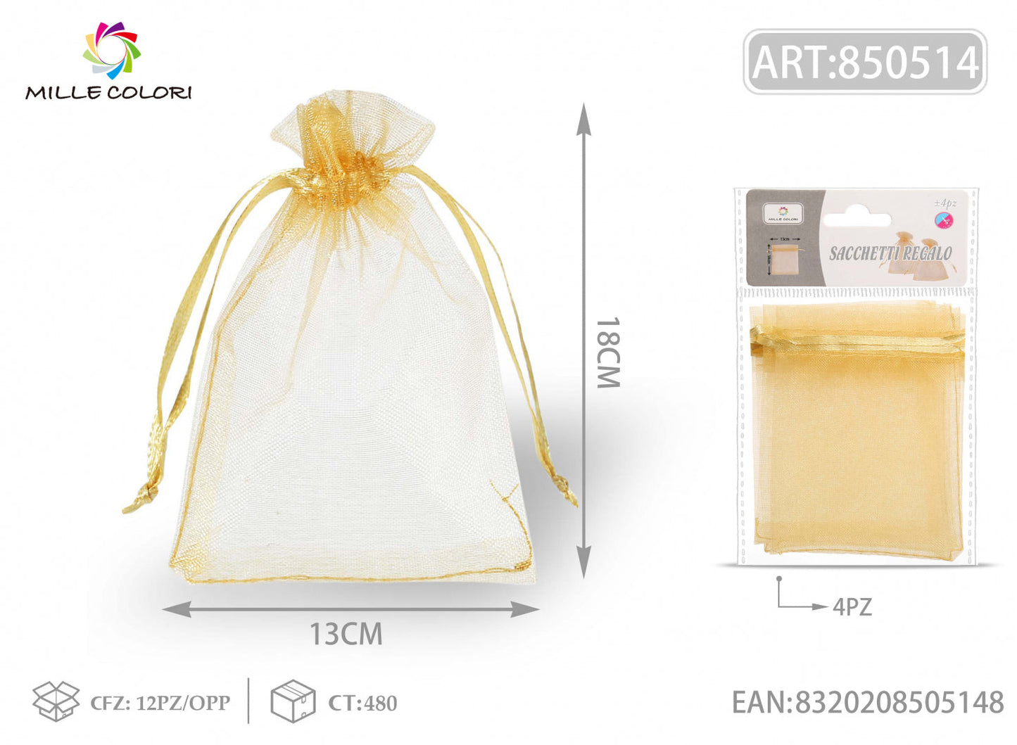 Sacchetti in organza 13cm*18cm 4pz