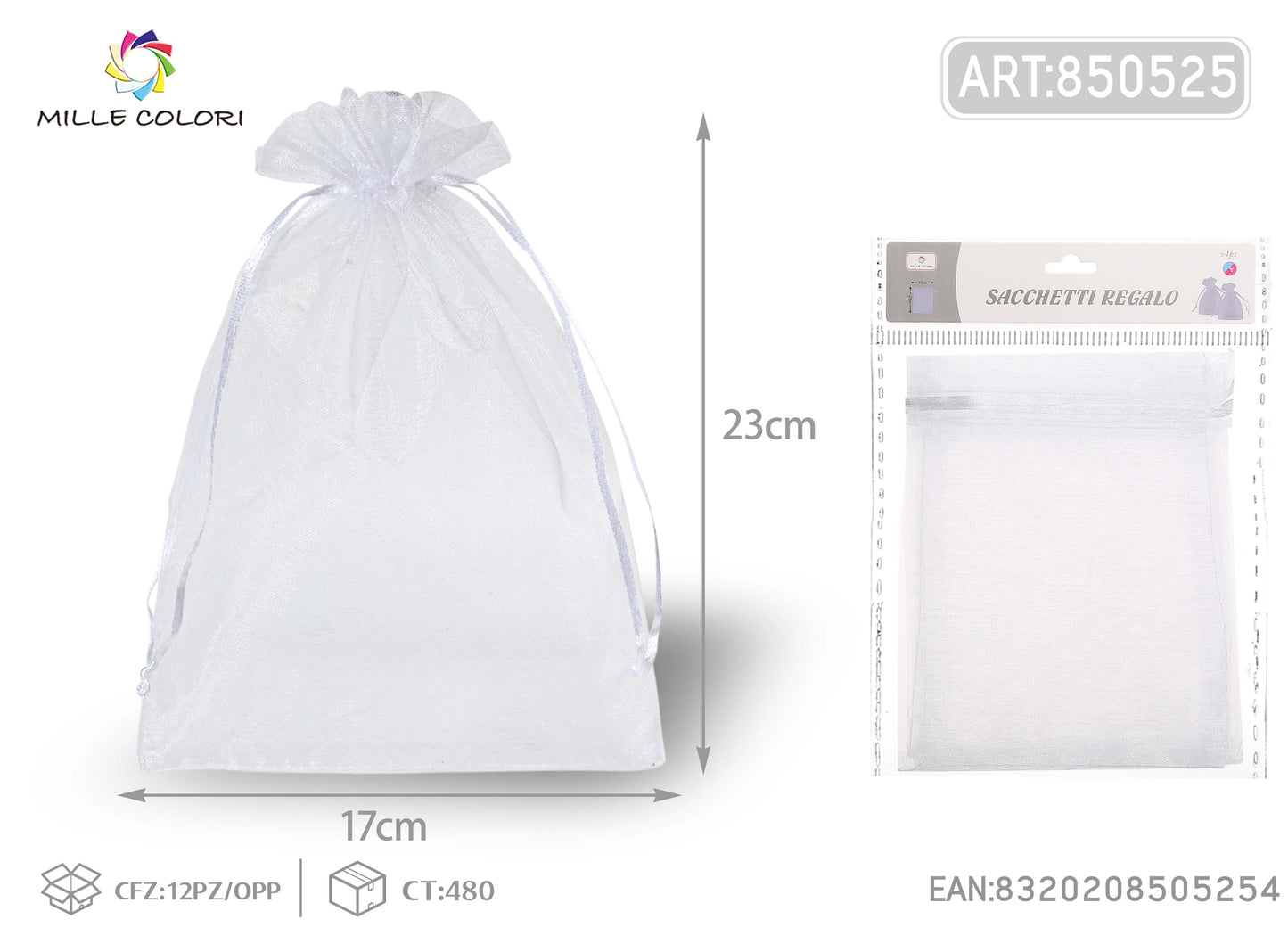 Sacchetti in organza 17cm*23cm 4pz