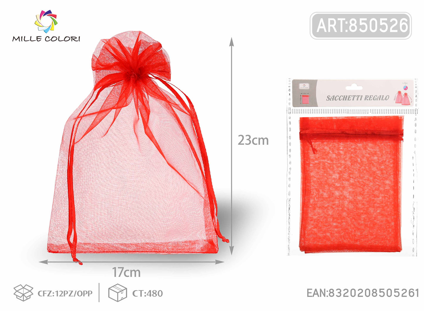 Sacchetti in organza 17cm*23cm 4pz