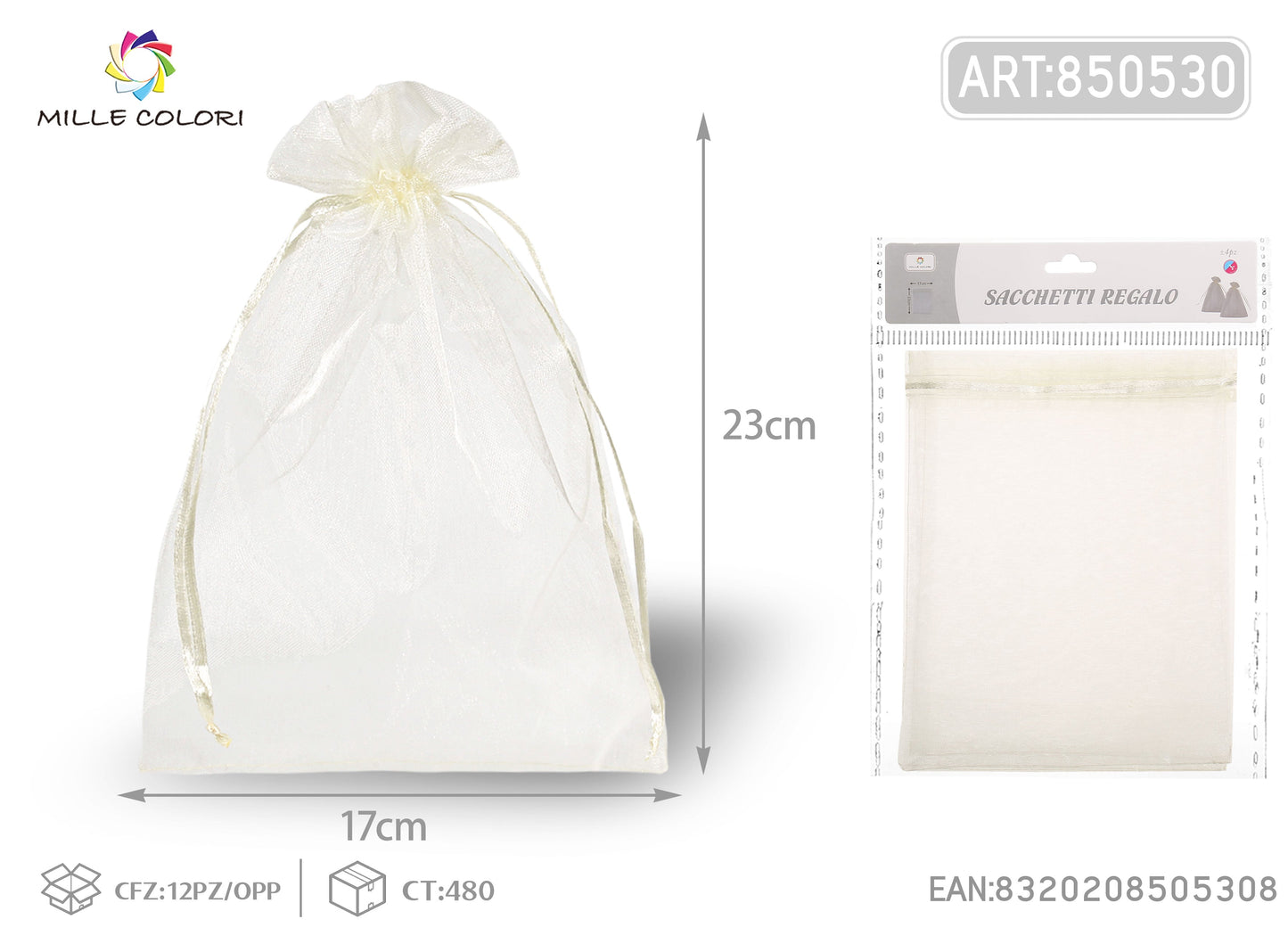 Sacchetti in organza 17cm*23cm 4pz
