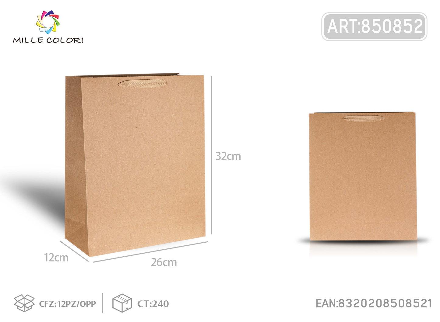 Busta di carta 26x32x12cm avana