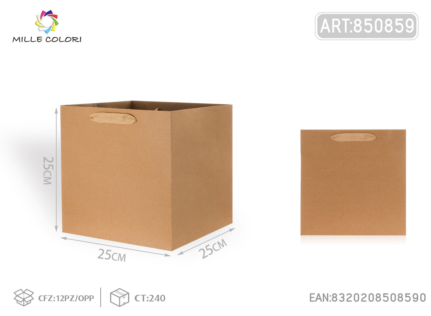 Busta di carta 25x25x25cm avana