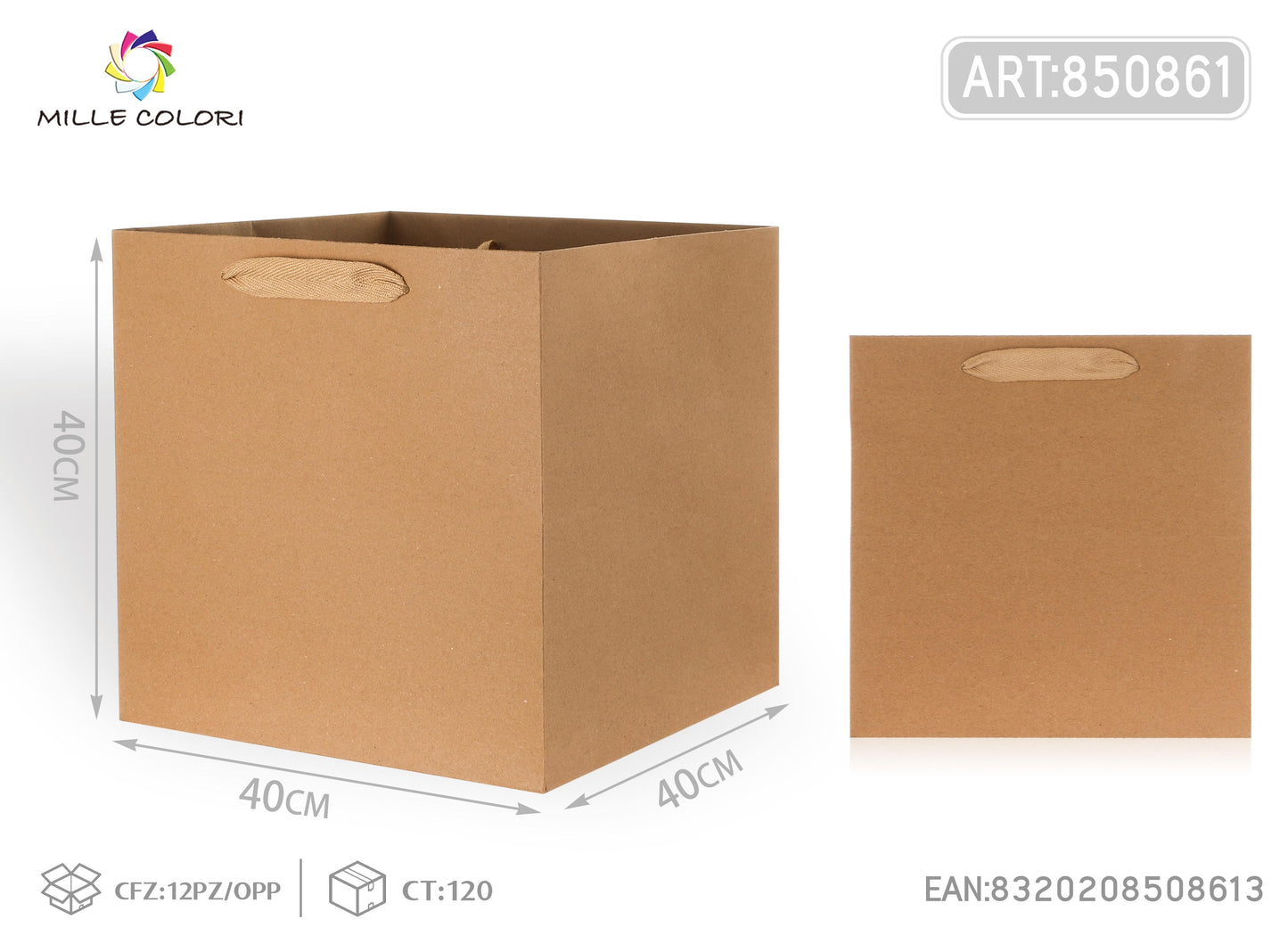 Busta di carta 40x40x40cm avana