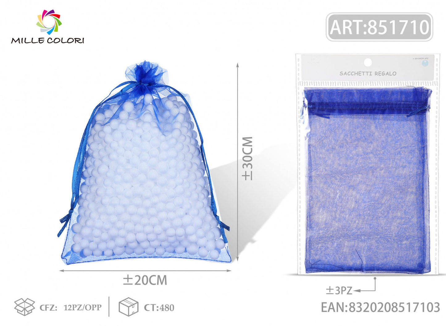 Sacchetti in organza 20cm*30cm 3pz