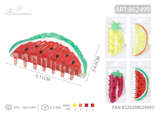 Set 4pz Mollette per Capelli Frutta 11cm
