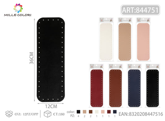 Basi rettangolari 36x12cm in ecopelle Mille Colori, disponibili in 7 tonalità per borse artigianali di grandi dimensioni.