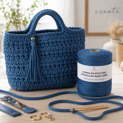 BLU MARINO – Corda Piatta 6 mm 500 g – Tutti i Colori – Immagine 3 di 3