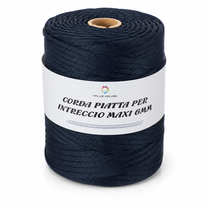 BLU NOTTE – Corda Piatta 6 mm 500 g – Tutti i Colori – Immagine 1 di 3
