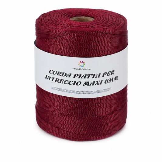 CORDA PIATTA PER BORESE 6MM 500G BORDEAUX - MILLE COLORI