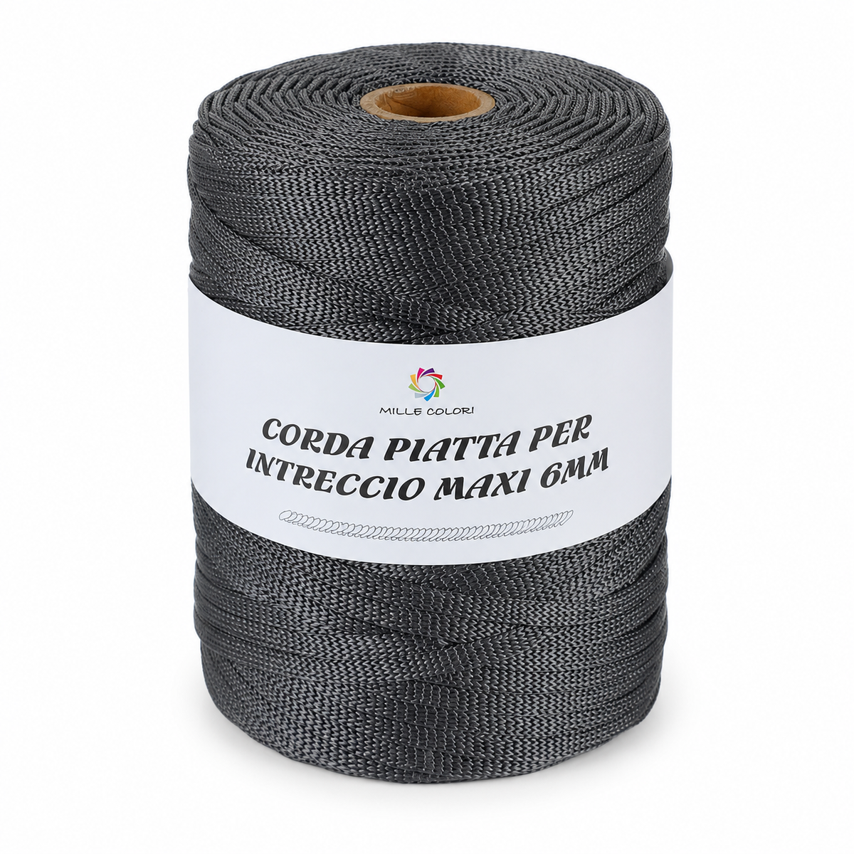 GRIGIO – Corda Piatta 6 mm 500 g – Tutti i Colori – Immagine 1 di 3