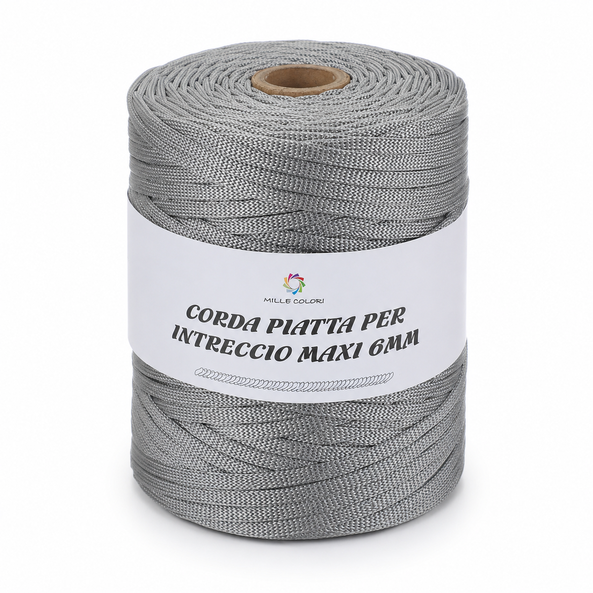 GRIGIO CHIARO – Corda Piatta 6 mm 500 g – Tutti i Colori – Immagine 1 di 3