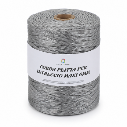GRIGIO CHIARO – Corda Piatta 6 mm 500 g – Tutti i Colori – Immagine 1 di 3