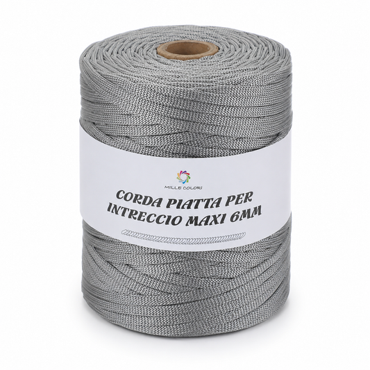 CORDA PIATTA PER BORESE 6MM 500G GRIGIO CHIARO