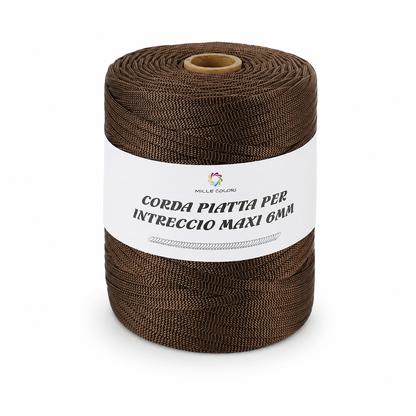 Marrone – Corda Piatta 6 mm 500 g – Tutti i Colori – Immagine 1 di 3