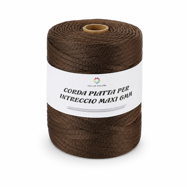 CORDA PIATTA PER BORESE 6MM 500G MARRONE