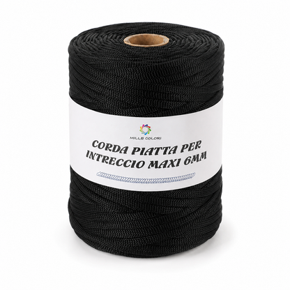 NERO – Corda Piatta 6 mm 500 g – Tutti i Colori – Immagine 1 di 3