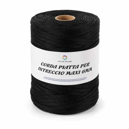 CORDA PIATTA PER BORESE 6MM 500G NERO