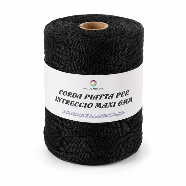 CORDA PIATTA PER BORESE 6MM 500G NERO