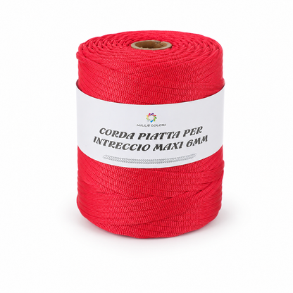 ROSSO – Corda Piatta 6 mm 500 g – Tutti i Colori – Immagine 1 di 3