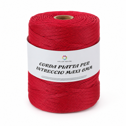 ROSSO SCURO – Corda Piatta 6 mm 500 g – Tutti i Colori – Immagine 1 di 3
