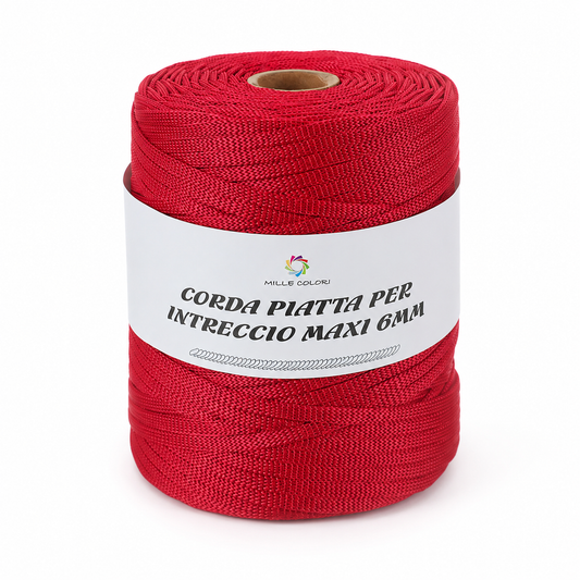 CORDA PIATTA PER BORESE 6MM 500G ROSSO SCURO - MILLE COLORI