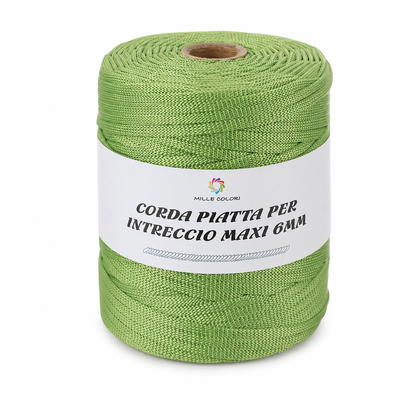 VERDE CHIARO – Corda Piatta 6 mm 500 g – Tutti i Colori – Immagine 1 di 3