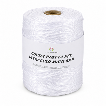 BIANCO – Corda Piatta 6 mm 500 g – Tutti i Colori – Immagine 1 di 3