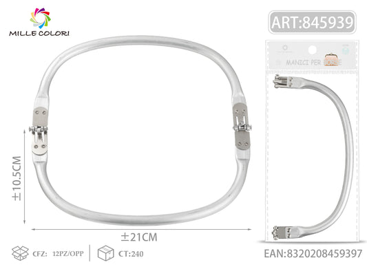 Chiusura clic clac a molla per borsa curva 21x10,5 cm argento Mille Colori per borse fai da te e handmade