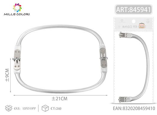 Chiusura clic clac per borsa curva 21x9 cm argento Mille Colori per clutch, pochette e handmade