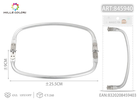 Chiusura clic clac per borsa curva 25,5x9 cm argento Mille Colori per clutch, pochette e handmade