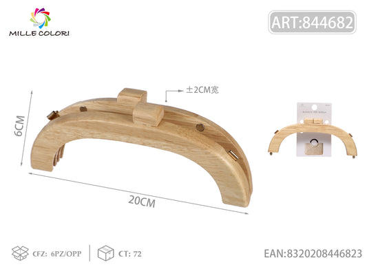 Chiusura clic clac per borsa in legno curva 20x6 cm Mille Colori per clutch, pochette e handmade