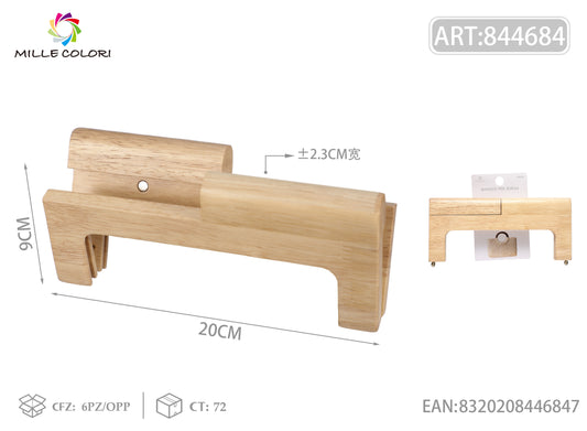 Chiusura clic clac per borsa in legno rettangolare 20x9 cm Mille Colori per clutch, pochette e handmade