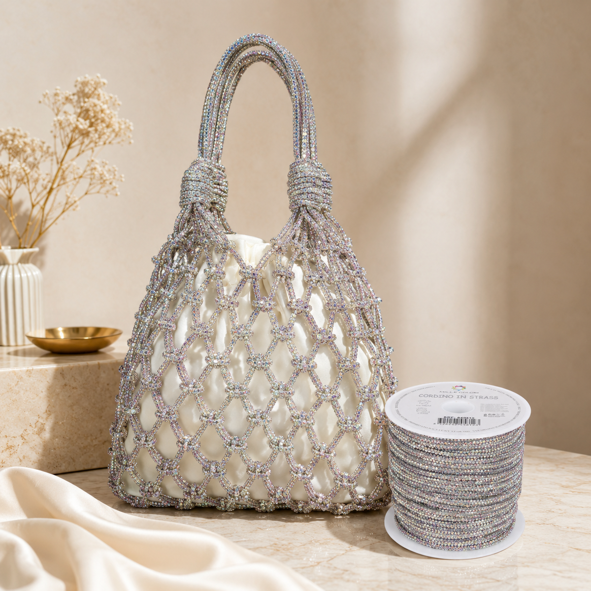 Bianco – Cordino Strass 6 mm/30 m – Tutti i Colori – Immagine 4 di 4