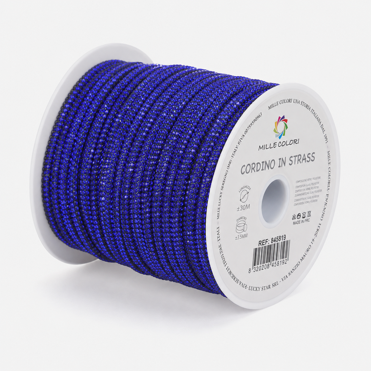Blu – Cordino Strass 6 mm/30 m – Tutti i Colori – Immagine 2 di 4