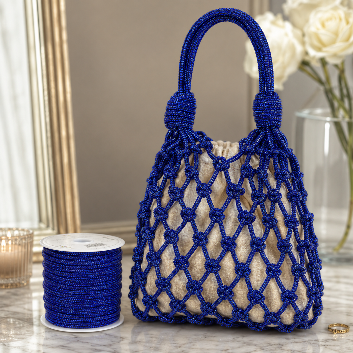 Blu – Cordino Strass 6 mm/30 m – Tutti i Colori – Immagine 4 di 4